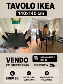 Tavolo IKEA 140x140 cm nero -  TRASLOCO