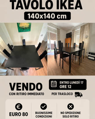 Tavolo IKEA 140x140 cm nero -  TRASLOCO