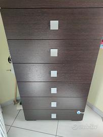 Cassettiera settiminio in legno wengue e maniglie