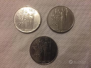 Monete 100 Lire Minerva '64 - '79 - '87