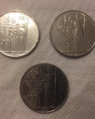 Monete 100 Lire Minerva '64 - '79 - '87