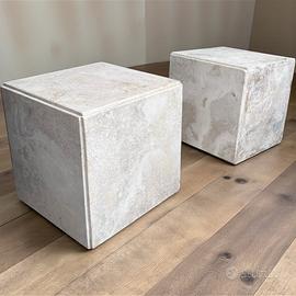 Coppia di cubi in Travertino/marmo Design anni ‘70