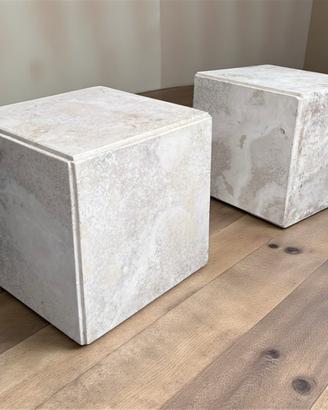Coppia di cubi in Travertino/marmo Design anni ‘70