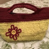 Ampia borsa bicolore  estiva fatta a mano