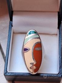 Anello Menegatti argento 925 e smalto Picasso