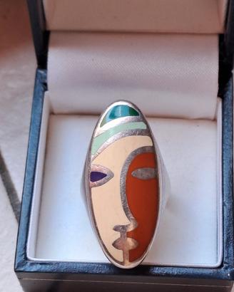 Anello Menegatti argento 925 e smalto Picasso