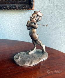 Golfista in peltro vintage , statuina fermacarte