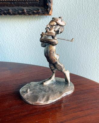 Golfista in peltro vintage , statuina fermacarte