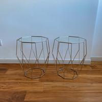 Set 2 Tavolini Moderni in Metallo e Vetro
