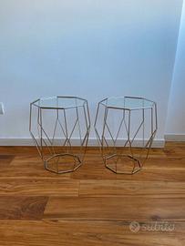 Set 2 Tavolini Moderni in Metallo e Vetro