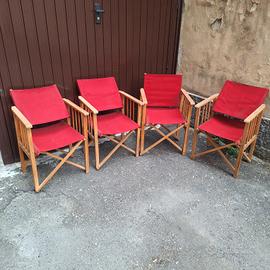 set di 4 sedie pieghevoli da esterni vintage