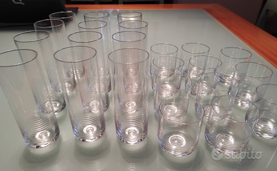 23 bicchieri vetro soffiato molati a mano vintage