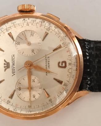 Very Watch Antimagnetic, cronografo oro anni '50