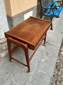 Carrello teak vintage anni 60 con ruote collezione