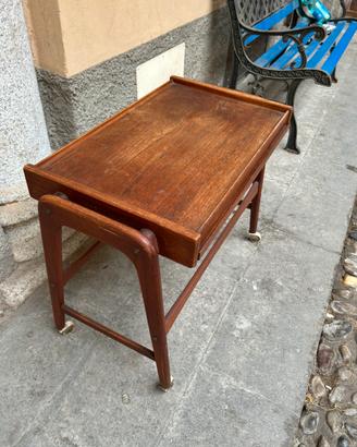Carrello teak vintage anni 60 con ruote collezione