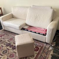 Divano letto + poltrona + pouf