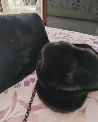 cappello e borsa pelliccia ecologica 