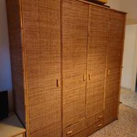 Armadio in vimini 4 ante con cassetti