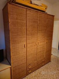 Armadio in vimini 4 ante con cassetti