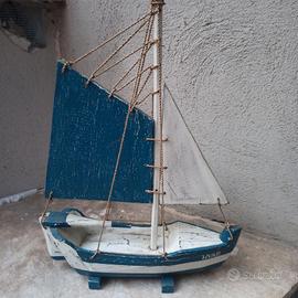 Barca a vela decorativa Sailboat shabby legno 