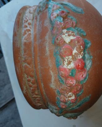 vaso in terracotta decorato vintage 