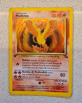 Moltres Fossil Holo Prima Ed. FO 12 / 62 con Swirl