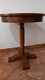 Tavolino rotondo in legno massello vintage – Ø 60