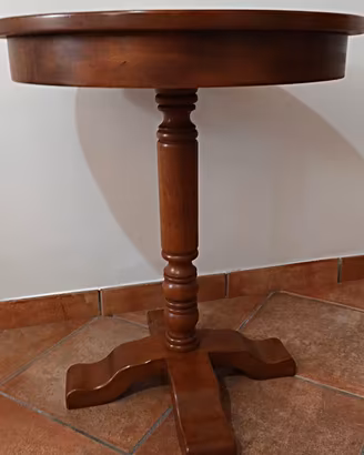 Tavolino rotondo in legno massello vintage – Ø 60