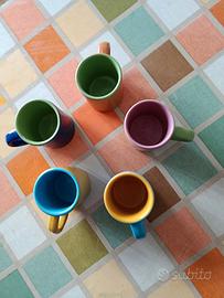 set di 5 tazzine da caffè in ceramica colorate pop