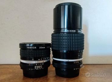 Obiettivi Nikon 20 e 200 Ais