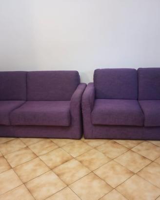 Coppia divani 3 e 2 posti color viola/prugna – ben