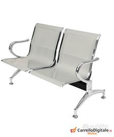 Panca per sala attesa 2 posti in acciaio Silver