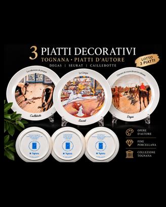 3 Piatti Tognana Piatti d'Autore in porcellana