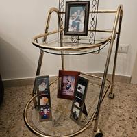 Carrello Ottone con 2 ripiani vetro