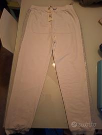 Pantaloni tuta bianco con strass