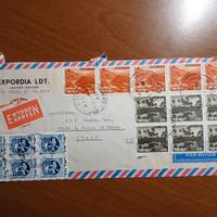 LOTTI FRANCOBOLLI SU BUSTA VIA AEREA