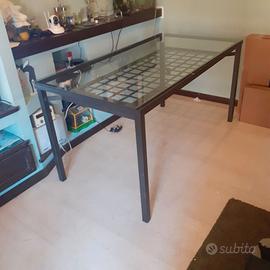 Splendido tavolo in vetro e ferro battuto