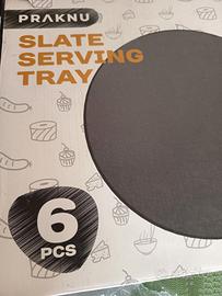 Set 6 piatti in ardesia rotondi  con piedini