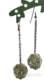 Orecchini a pendente - Handmade - Verde - Argento