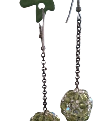 Orecchini a pendente - Handmade - Verde - Argento