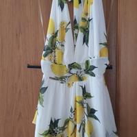 vestito donna corto estate bianco con limoni