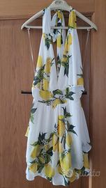 vestito donna corto estate bianco con limoni