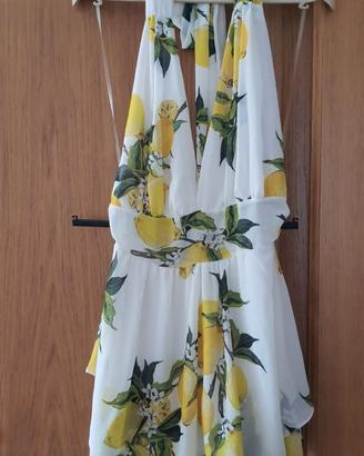 vestito donna corto estate bianco con limoni