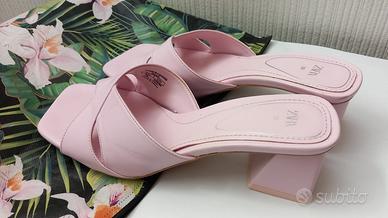 Sandali Zara Rosa Pastello con Tacco Largo