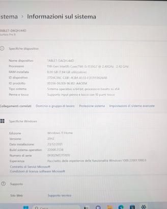 Microsoft surface 8 pro acquistato nel 2022