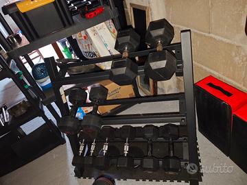 Rastrelliera + Manubri Esagonali HEX in gomma 