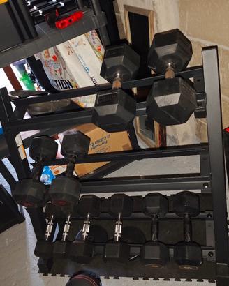 Rastrelliera + Manubri Esagonali HEX in gomma 