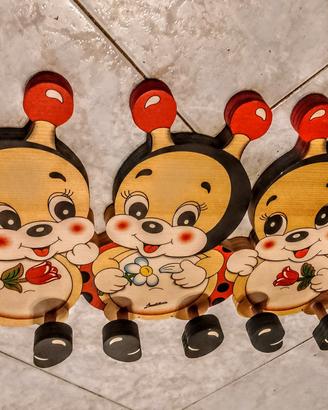 Appendiabiti coccinelle bambini legno 
