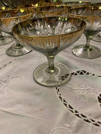 Servizio bicchieri vintage cristsllo  fume’ oro