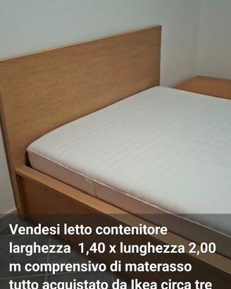 Letto contenitore IKEA 140×200 cm con materasso